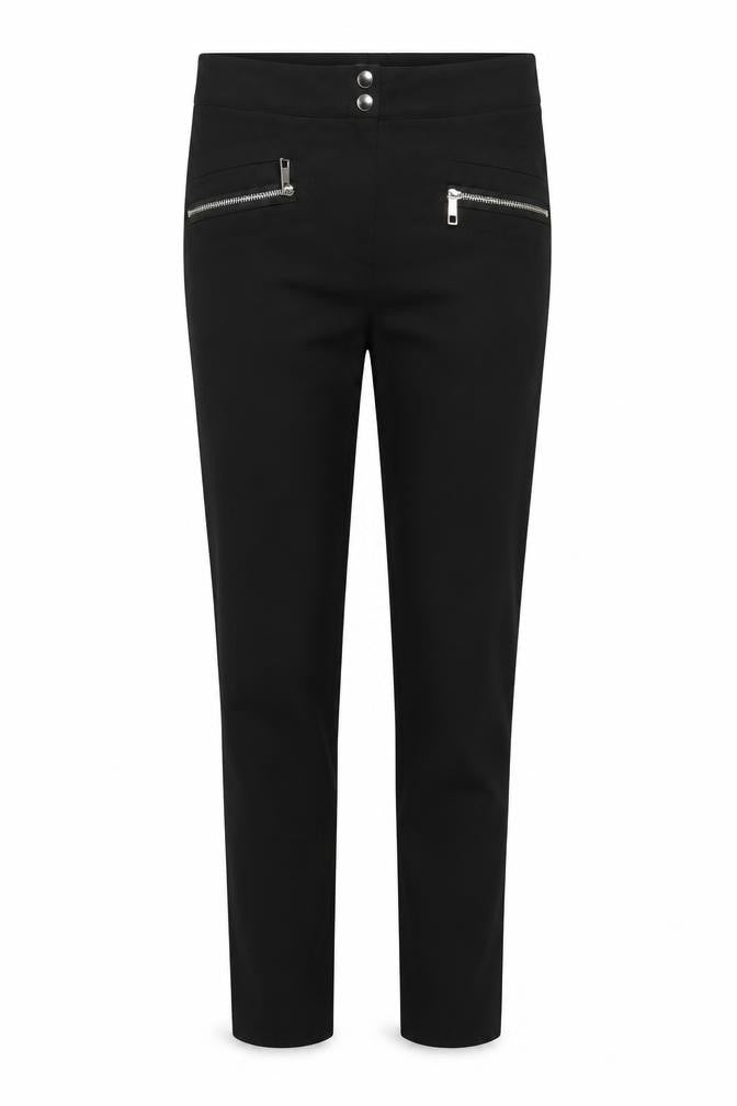Dorothy Perkins Womens Black Viscose Chino Trousers Size 12 L30 in Regular Zip - Zip Detail