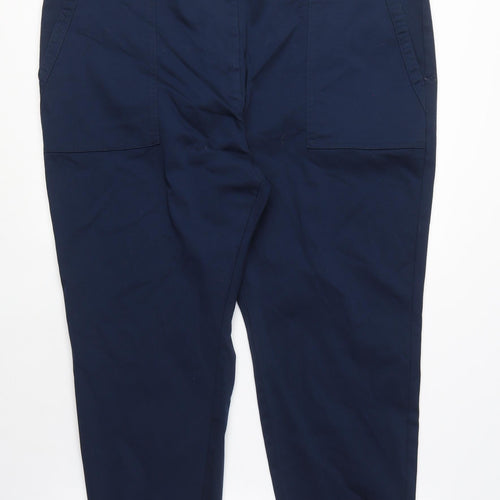 Per Una Womens Blue Cotton Chino Trousers Size 24 L25 in Regular Zip - Short