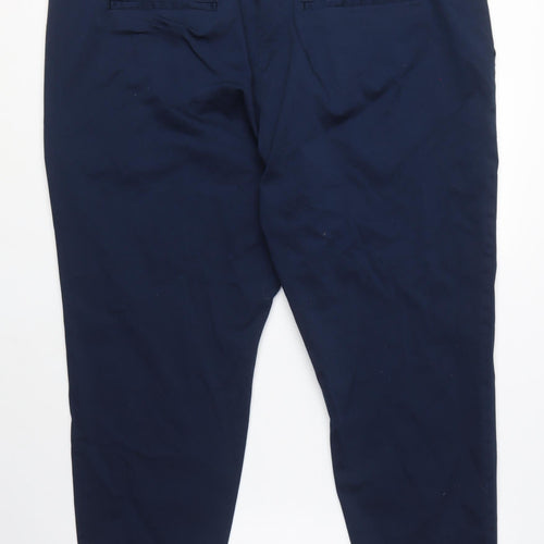 Per Una Womens Blue Cotton Chino Trousers Size 24 L25 in Regular Zip - Short