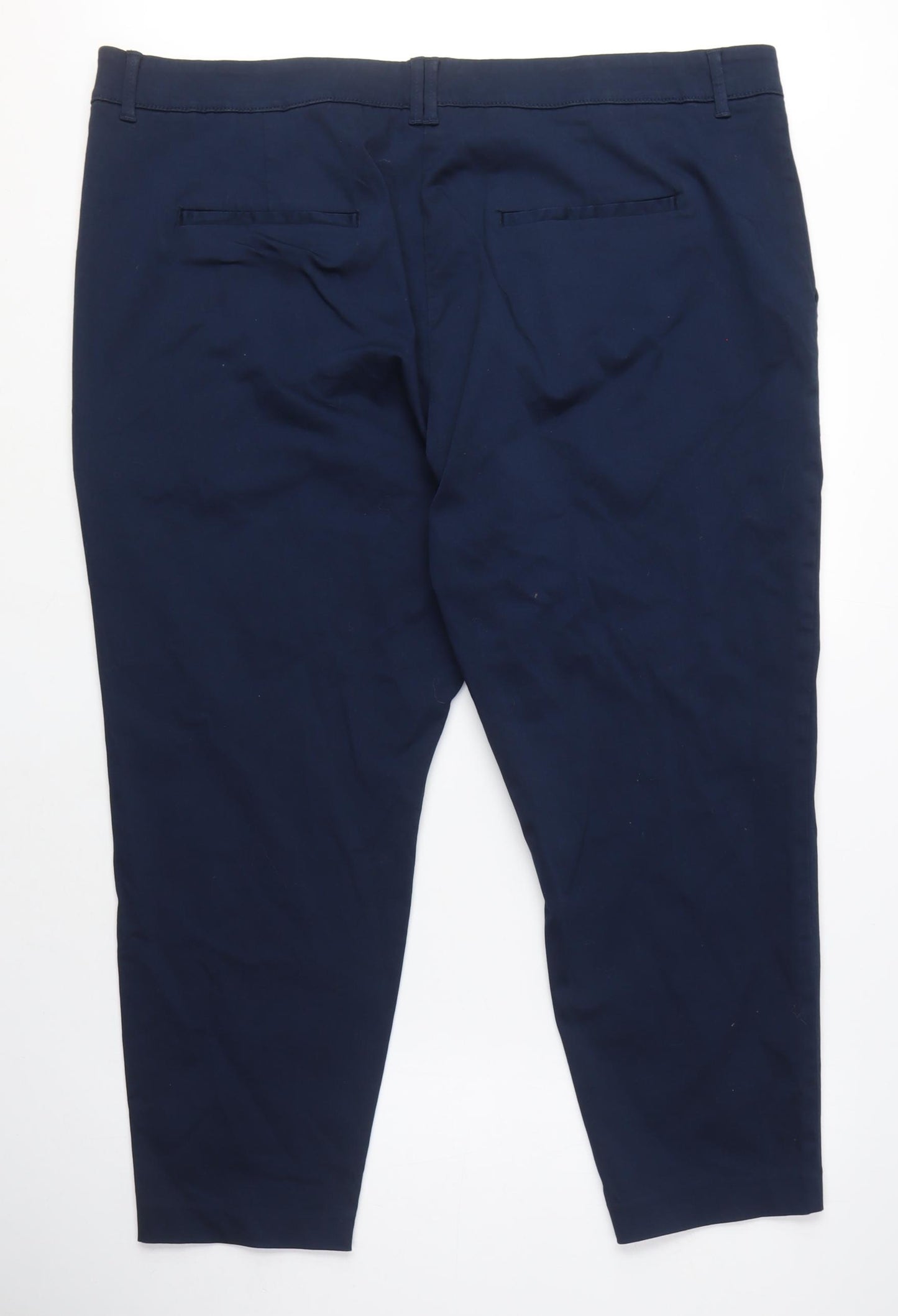 Per Una Womens Blue Cotton Chino Trousers Size 24 L25 in Regular Zip - Short