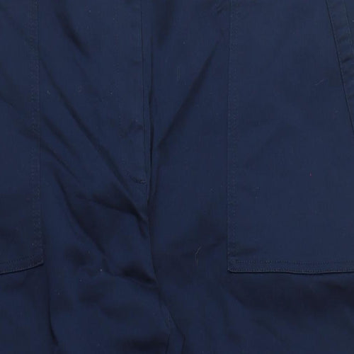 Per Una Womens Blue Cotton Chino Trousers Size 24 L25 in Regular Zip - Short