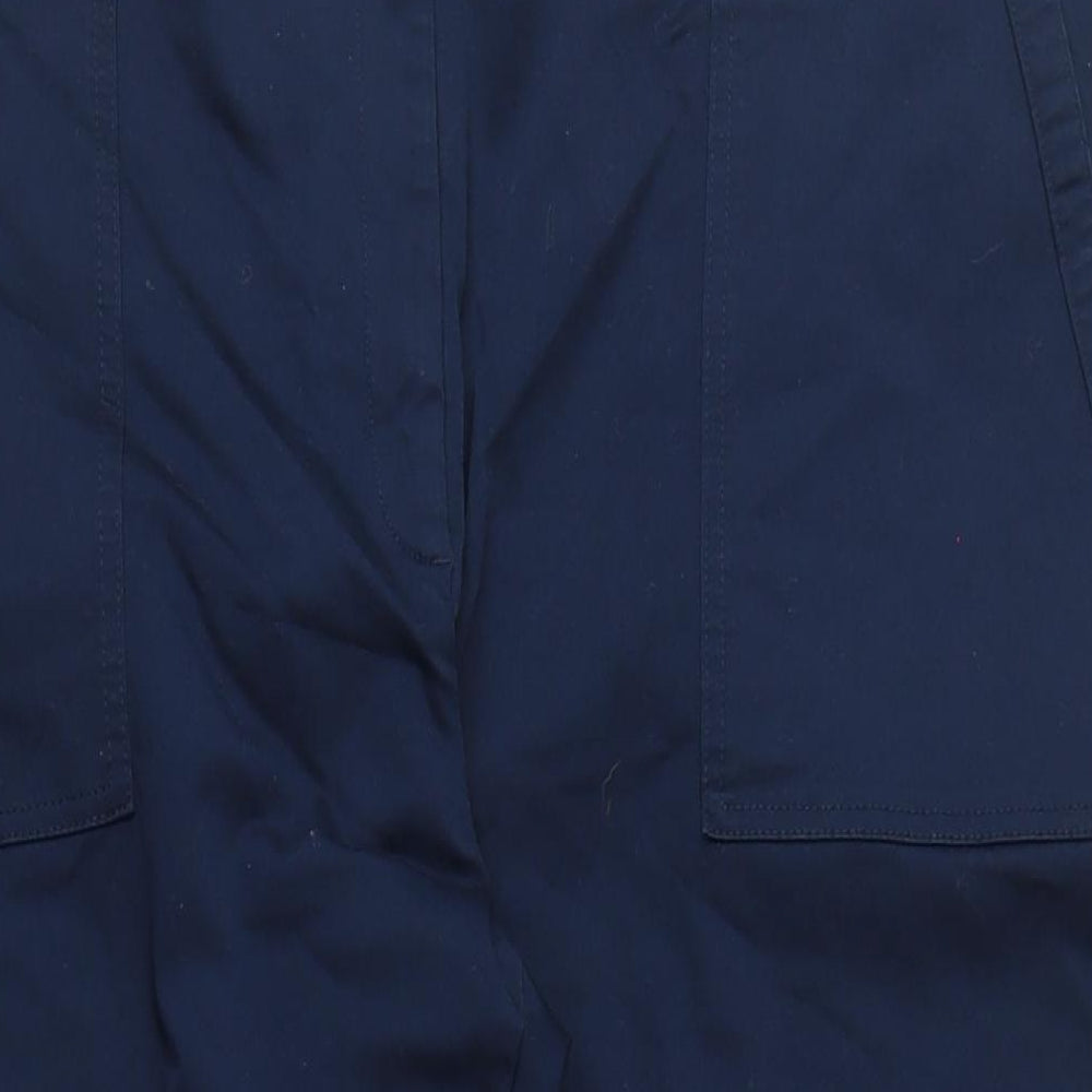 Per Una Womens Blue Cotton Chino Trousers Size 24 L25 in Regular Zip - Short