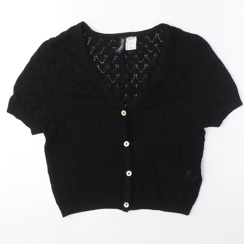 Divided Womens Black V-Neck Viscose Cardigan Jumper Size XS