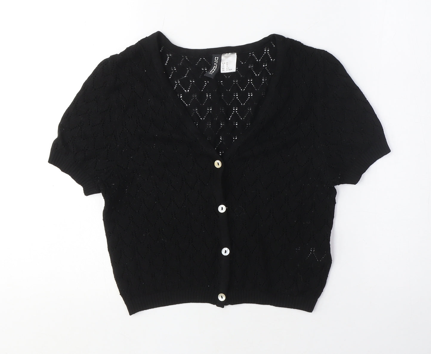 Divided Womens Black V-Neck Viscose Cardigan Jumper Size XS