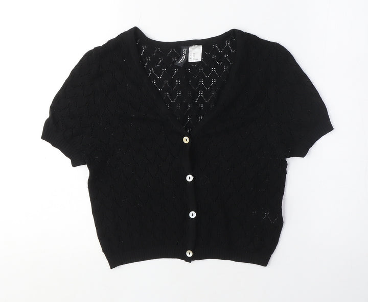 Divided Womens Black V-Neck Viscose Cardigan Jumper Size XS