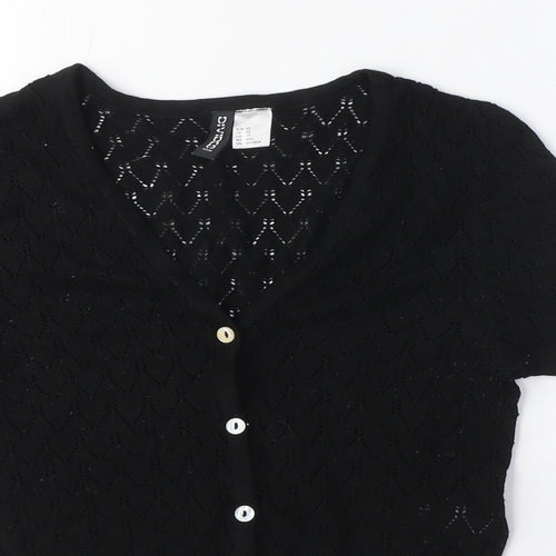 Divided Womens Black V-Neck Viscose Cardigan Jumper Size XS