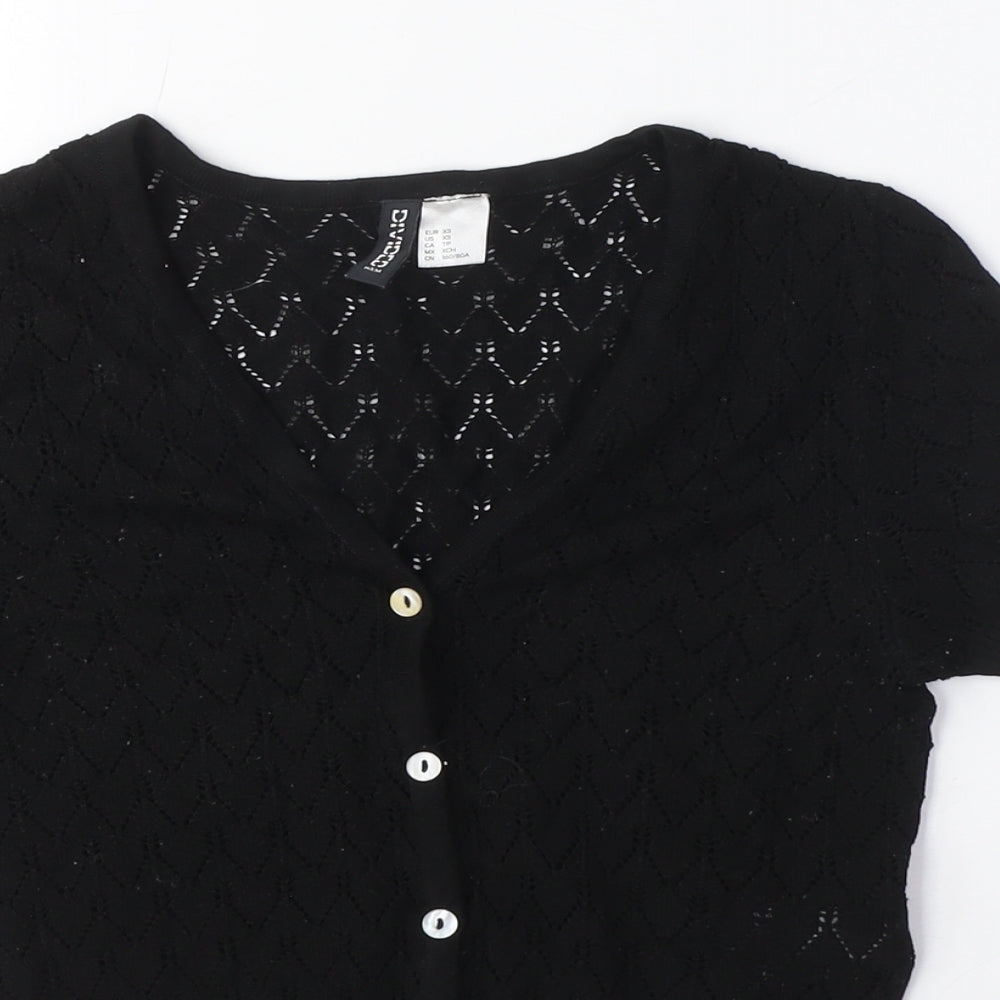 Divided Womens Black V-Neck Viscose Cardigan Jumper Size XS