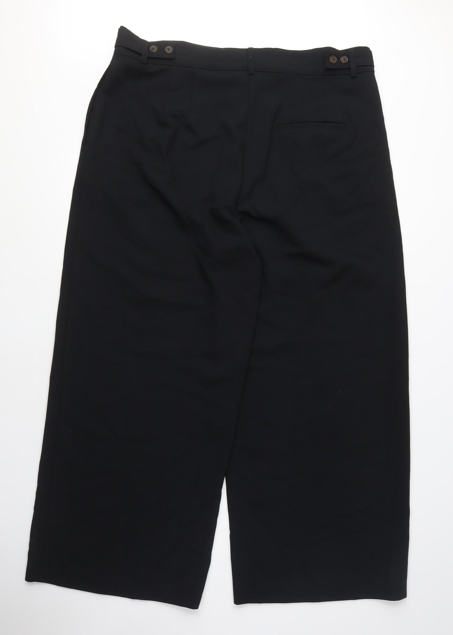 Marks and Spencer Womens Black Polyester Trousers Size 18 L28 in Regular Zip