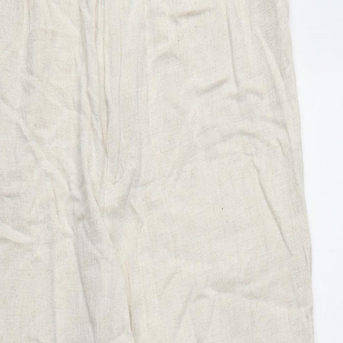 Stradivarius Womens Beige Linen Trousers Size 12 L25 in Regular Zip - Linen Pants