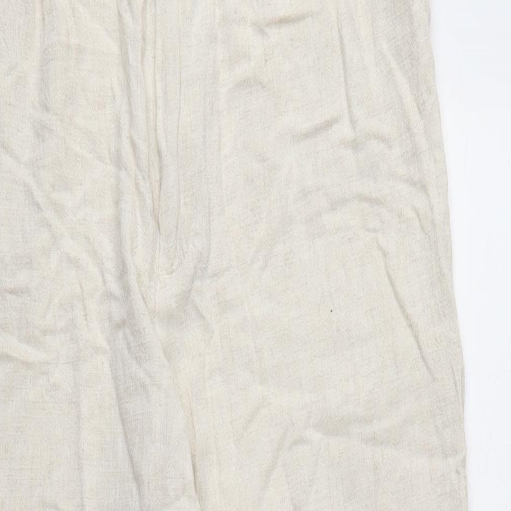 Stradivarius Womens Beige Linen Trousers Size 12 L25 in Regular Zip - Linen Pants