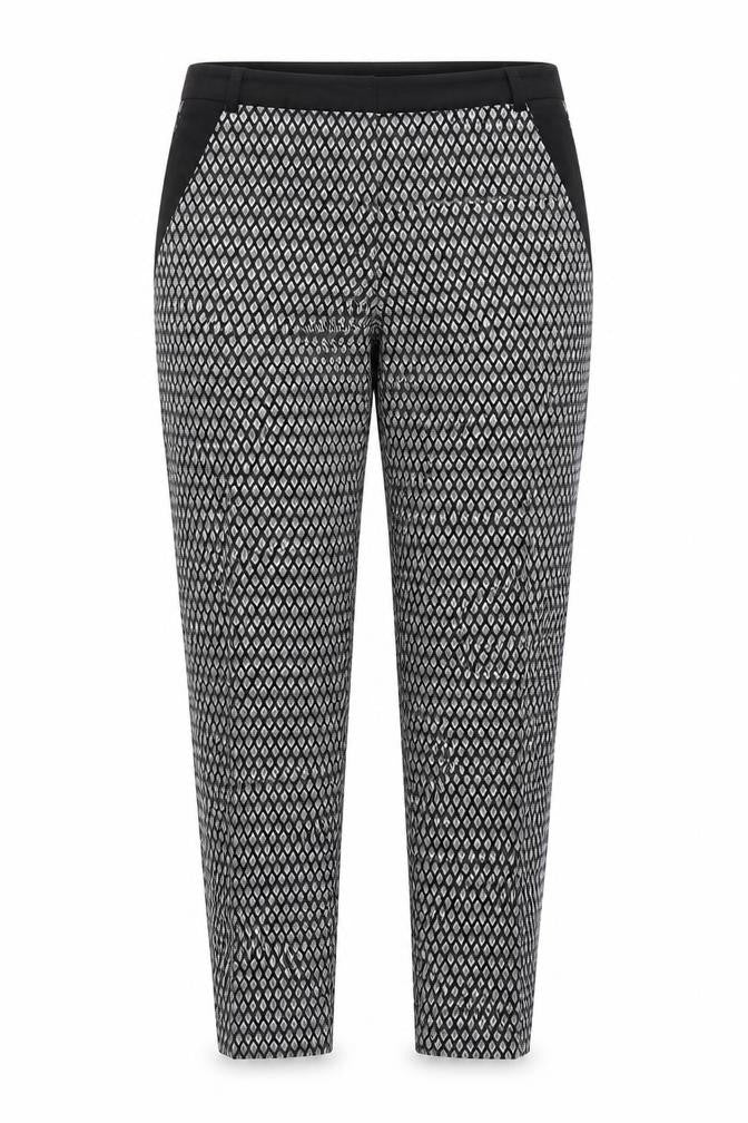 Topshop Womens Black Geometric Polyester Chino Trousers Size 12 L27 in Regular Zip