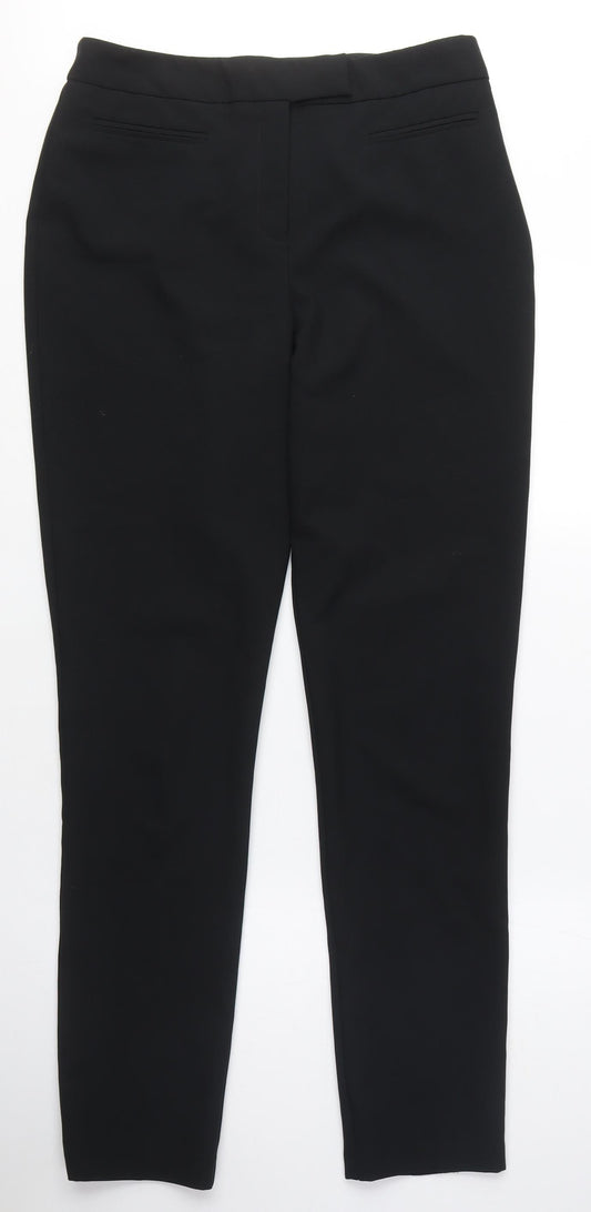 Dorothy Perkins Womens Black Polyester Chino Trousers Size 10 L32 in Regular Zip