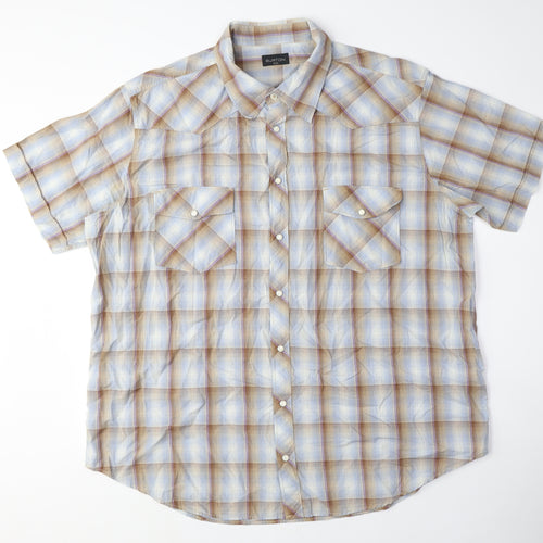 Burton Mens Blue Plaid Cotton Button-Up Size 2XL Collared Snap