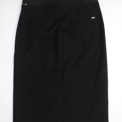 Per Una Womens Black Cotton A-Line Skirt Size 14 Zip