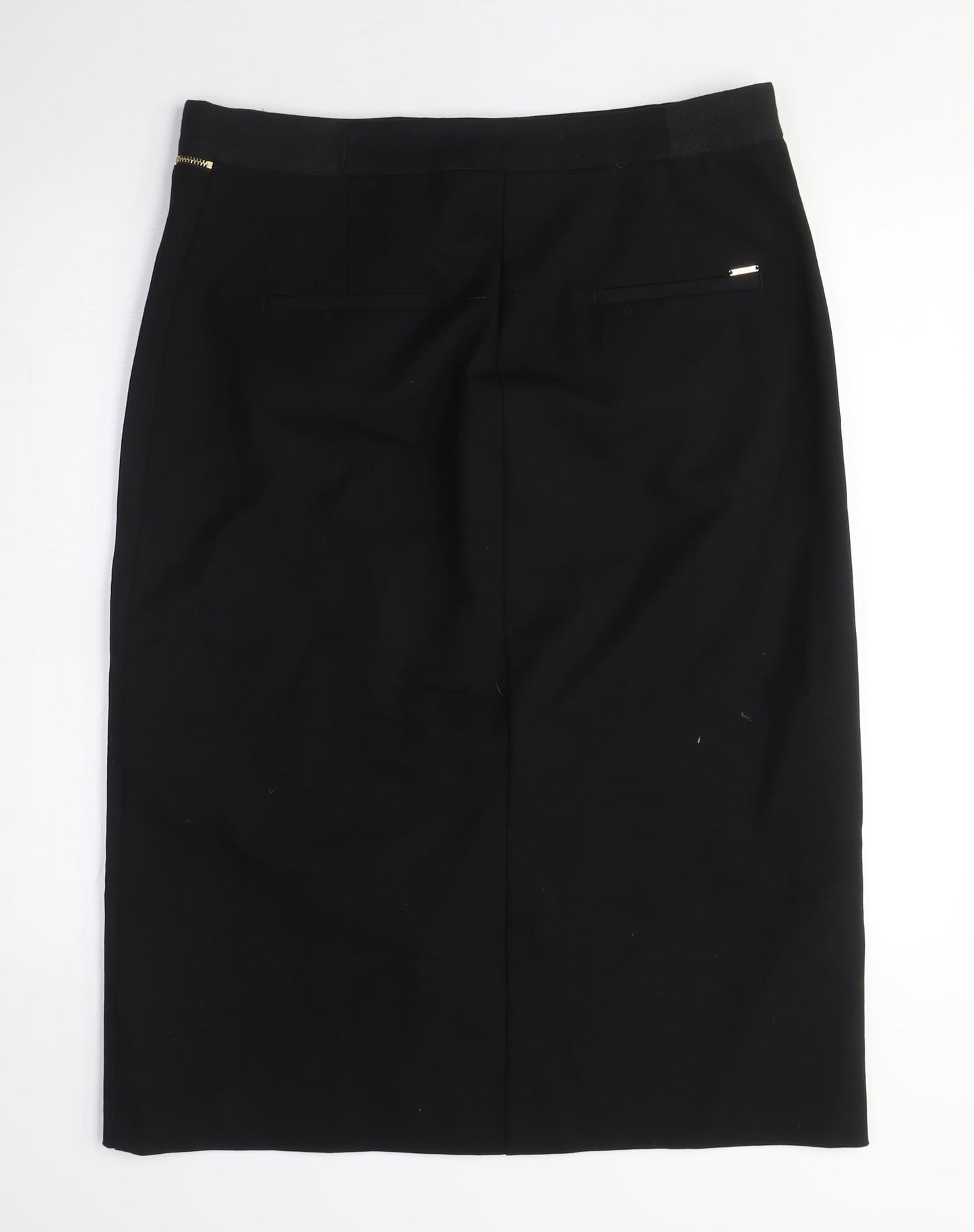 Per Una Womens Black Cotton A-Line Skirt Size 14 Zip