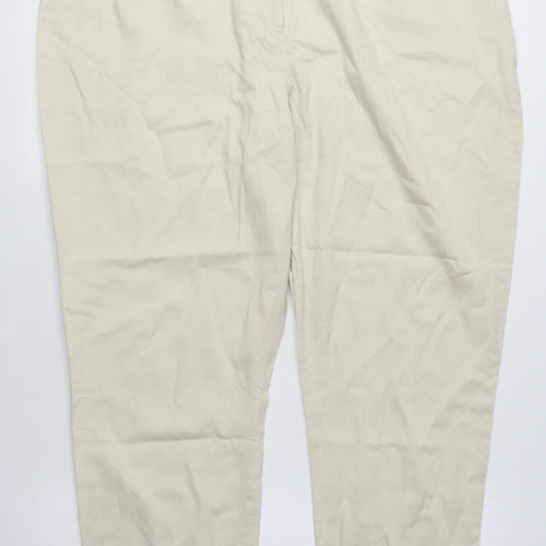 Dorothy Perkins Womens Beige Cotton Chino Trousers Size 18 L25 in Regular Zip