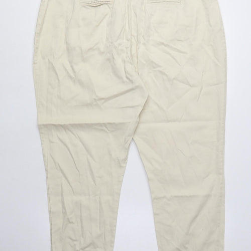 Dorothy Perkins Womens Beige Cotton Chino Trousers Size 18 L25 in Regular Zip