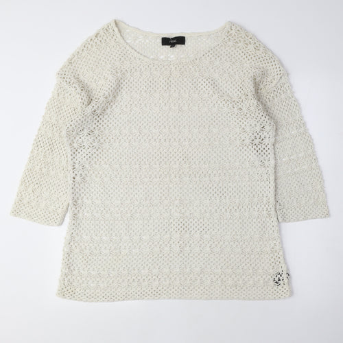NEXT Womens Beige Crew Neck Polyester Pullover Jumper Size 16