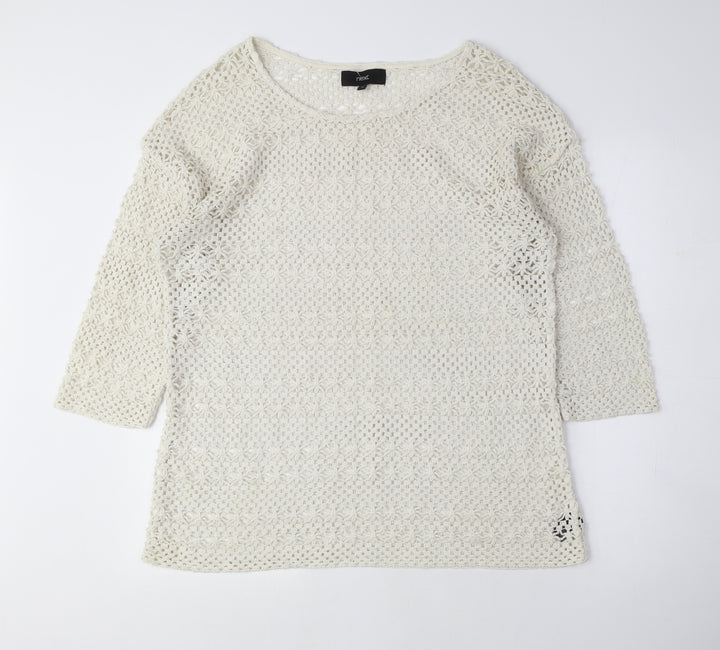 NEXT Womens Beige Crew Neck Polyester Pullover Jumper Size 16