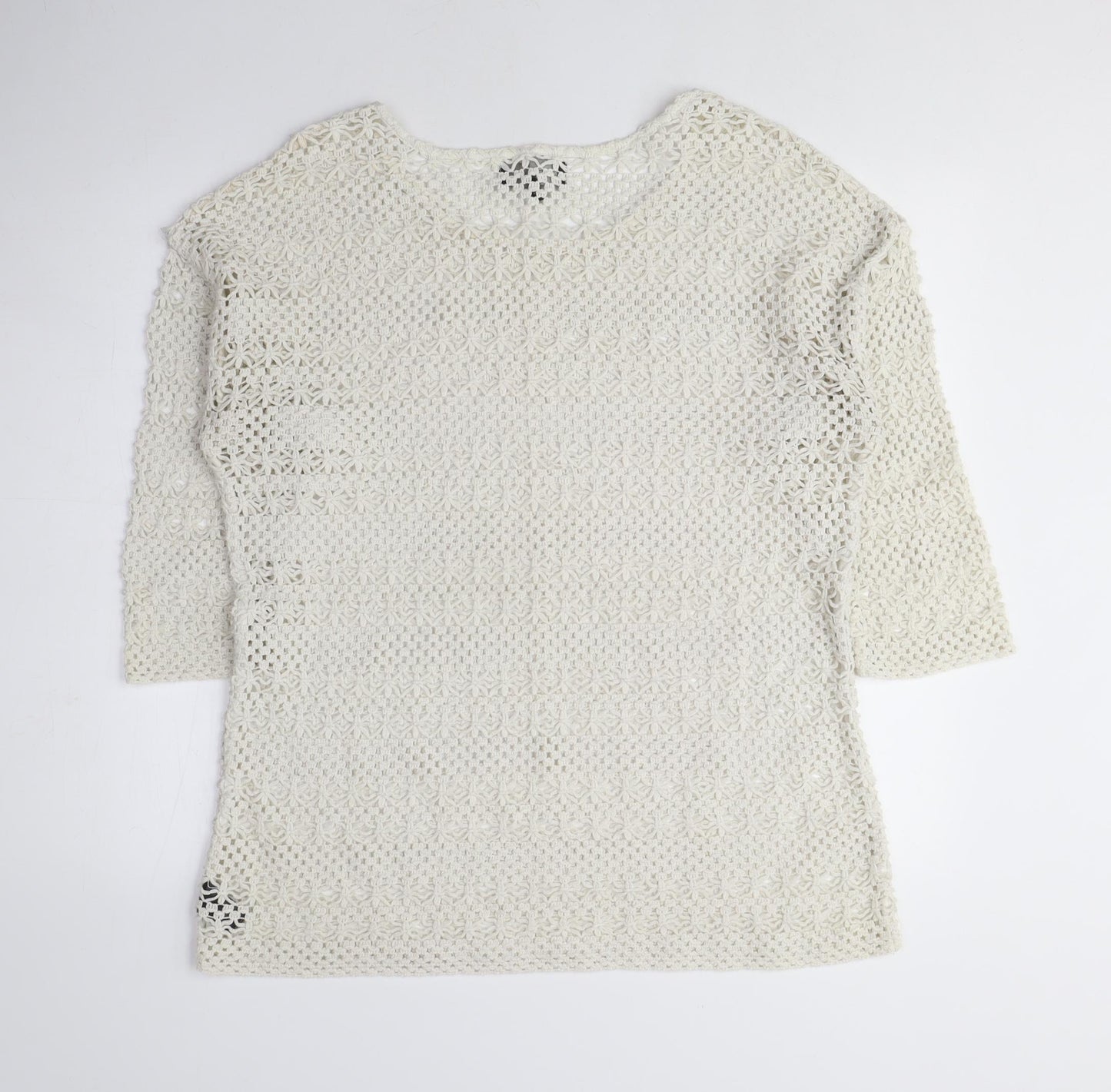 NEXT Womens Beige Crew Neck Polyester Pullover Jumper Size 16