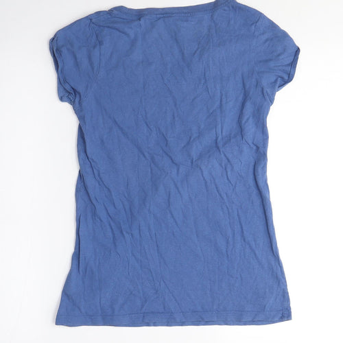 NEXT Womens Blue Cotton Basic T-Shirt Size 8 Scoop Neck