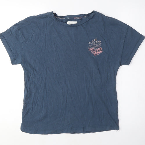 NEXT Womens Blue Cotton Basic T-Shirt Size 6 Crew Neck