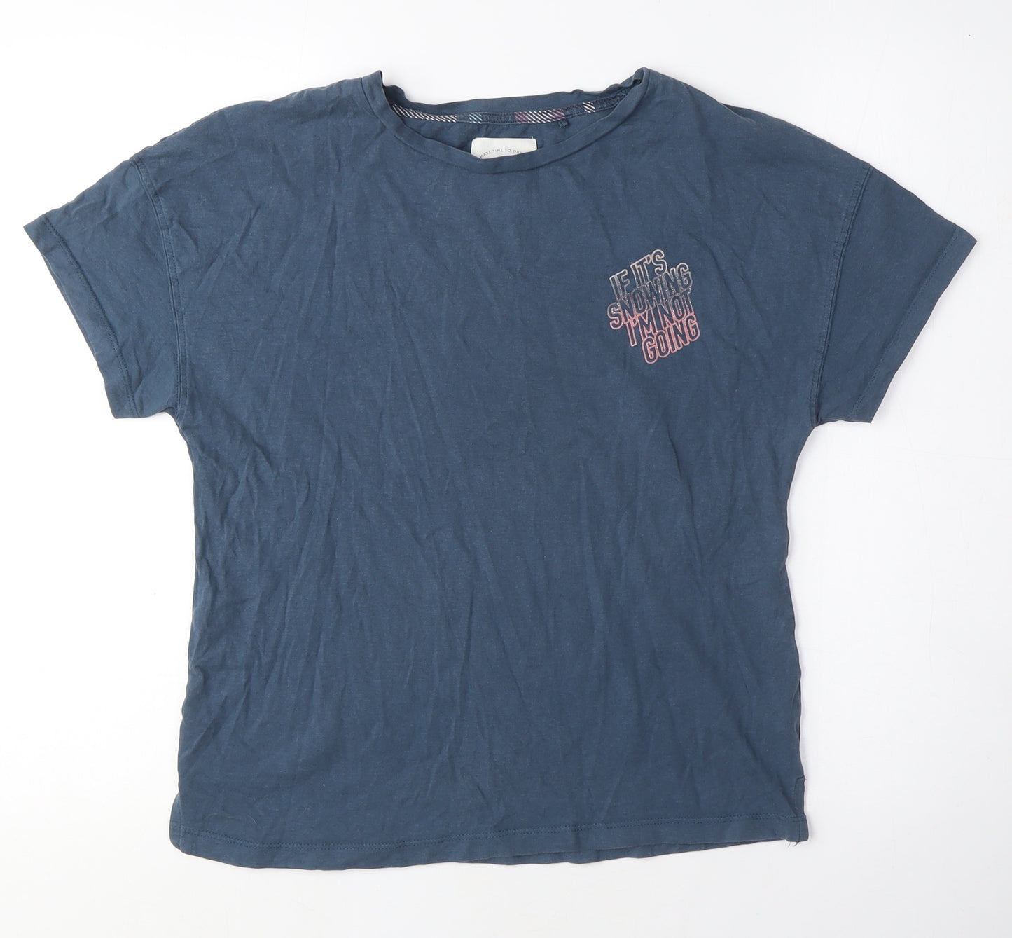 NEXT Womens Blue Cotton Basic T-Shirt Size 6 Crew Neck