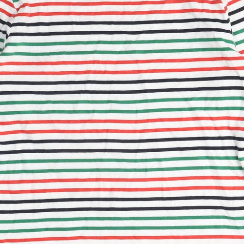 Maine New England Womens Multicoloured Striped Cotton Basic T-Shirt Size 12 Boat Neck - Red and Green stripes