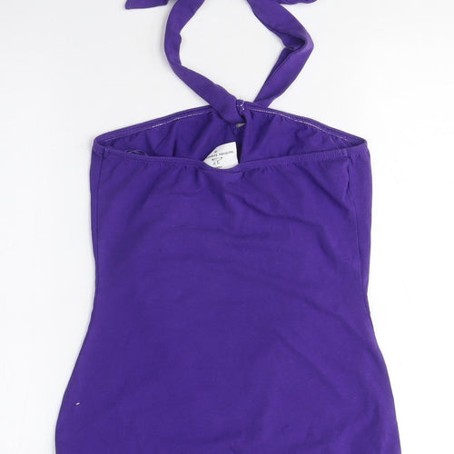 NEXT Womens Purple Cotton Basic T-Shirt Size 10 Halter - Halter Neck Top