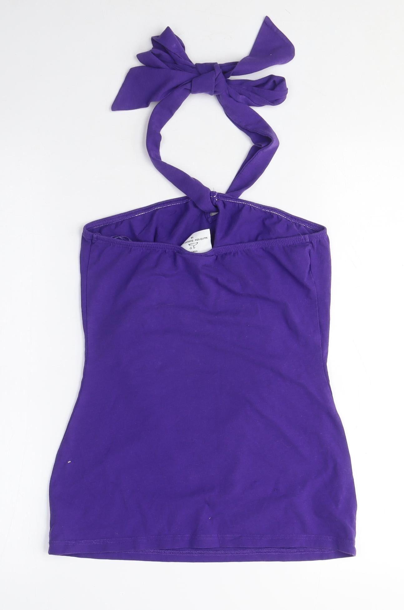 NEXT Womens Purple Cotton Basic T-Shirt Size 10 Halter - Halter Neck Top