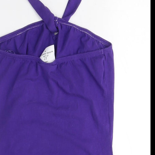 NEXT Womens Purple Cotton Basic T-Shirt Size 10 Halter - Halter Neck Top