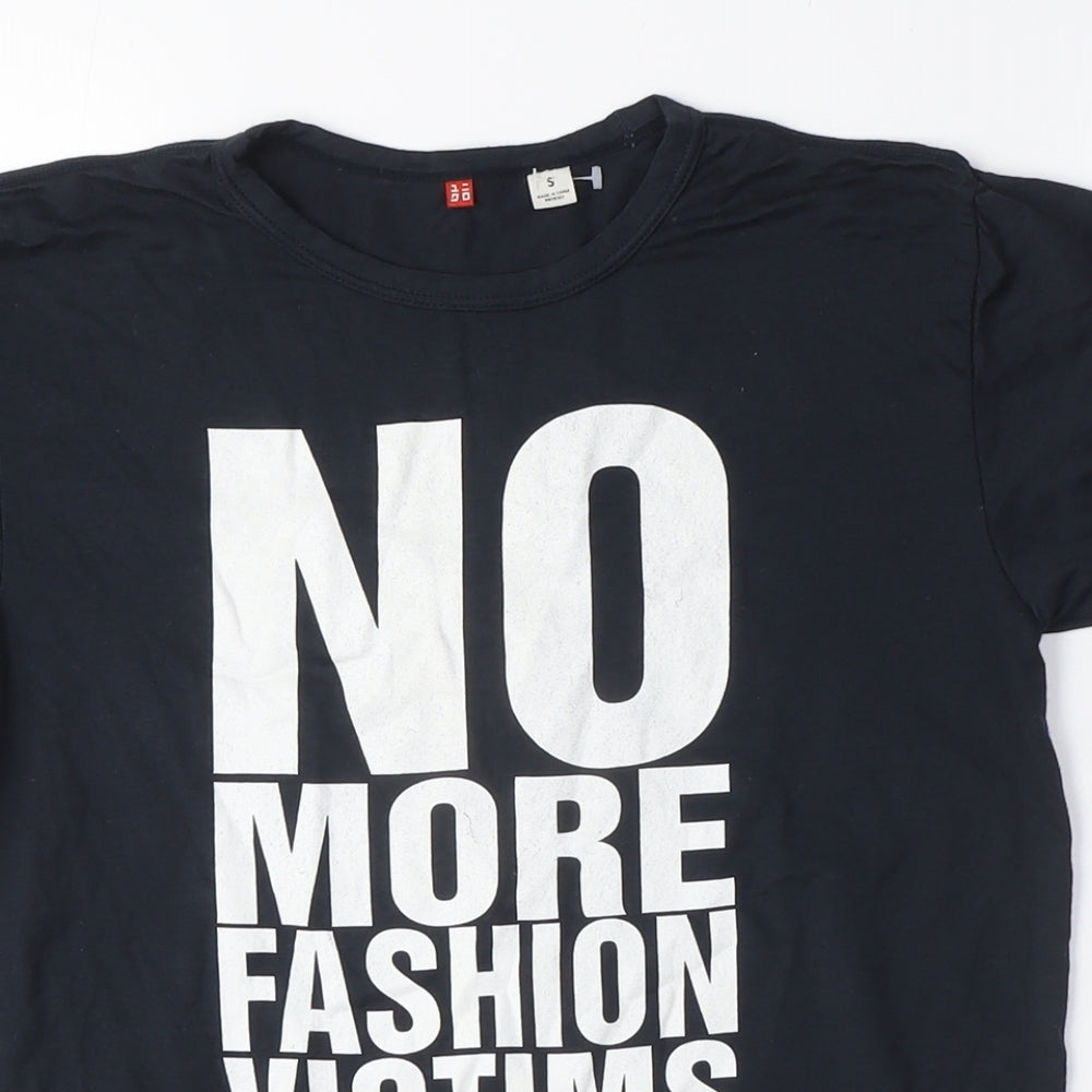 Uniqlo Mens Black Polyester T-Shirt Size S Crew Neck