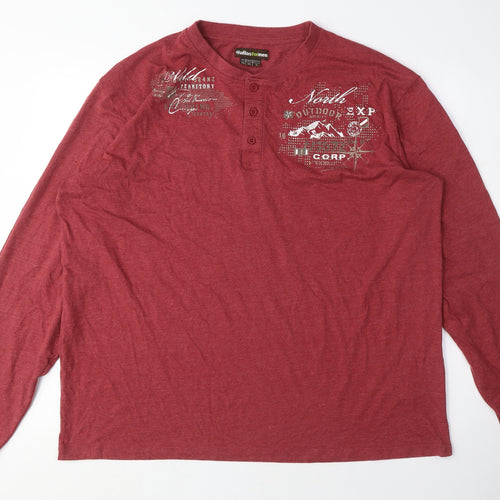 Atlas for Men Mens Red Cotton T-Shirt Size 2XL Crew Neck