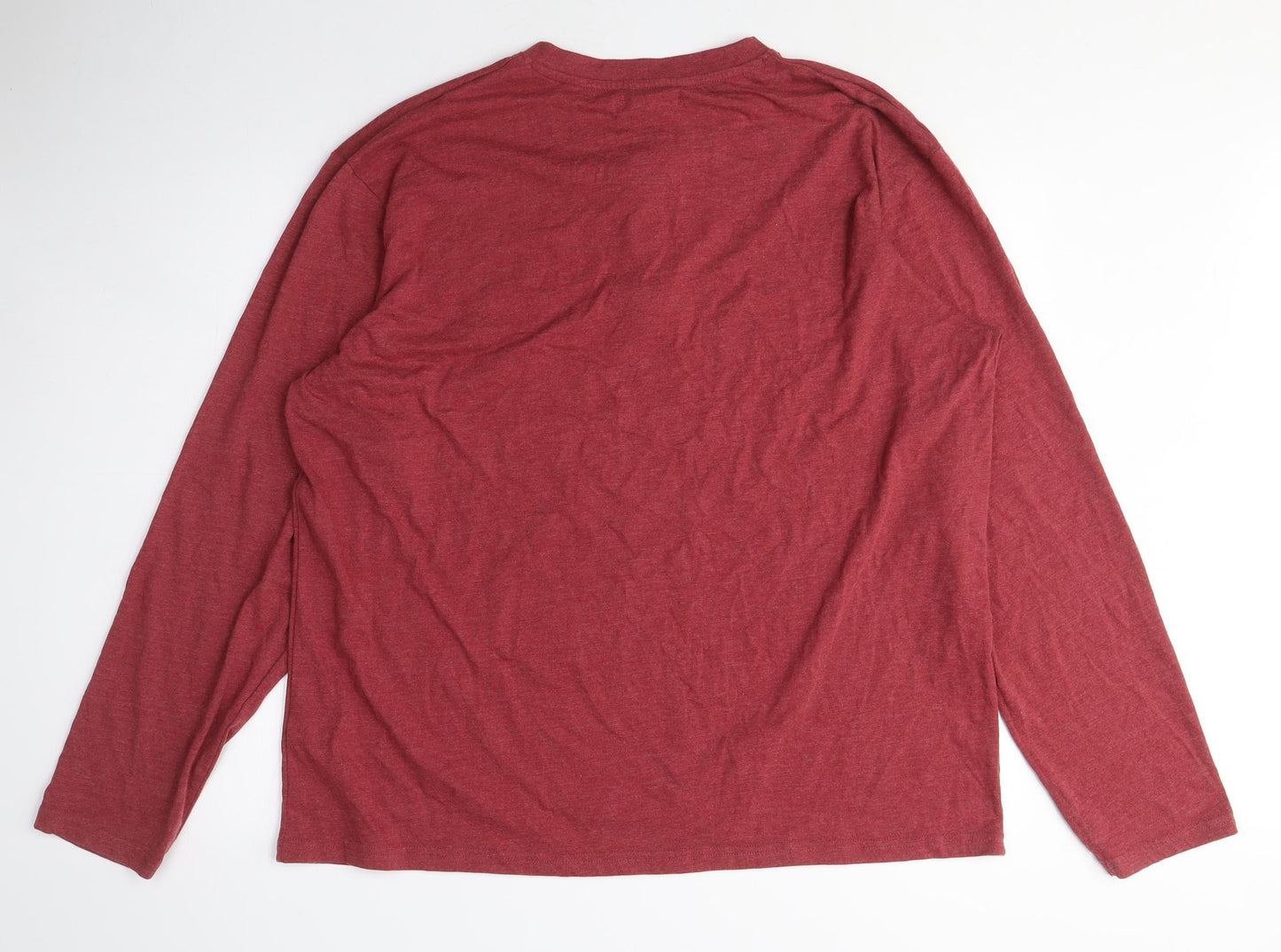 Atlas for Men Mens Red Cotton T-Shirt Size 2XL Crew Neck