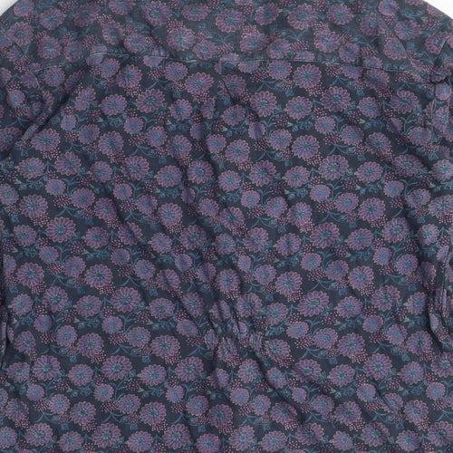 Mistral Womens Blue Floral Cotton Basic T-Shirt Size 10 Collared