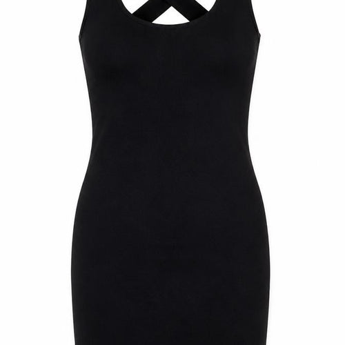 FOREVER 21 Womens Black Cotton Bodycon Size M Scoop Neck - Cross-over Back
