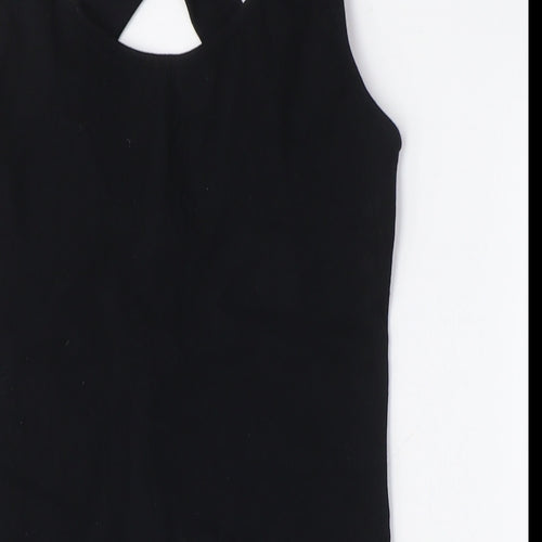 FOREVER 21 Womens Black Cotton Bodycon Size M Scoop Neck - Cross-over Back
