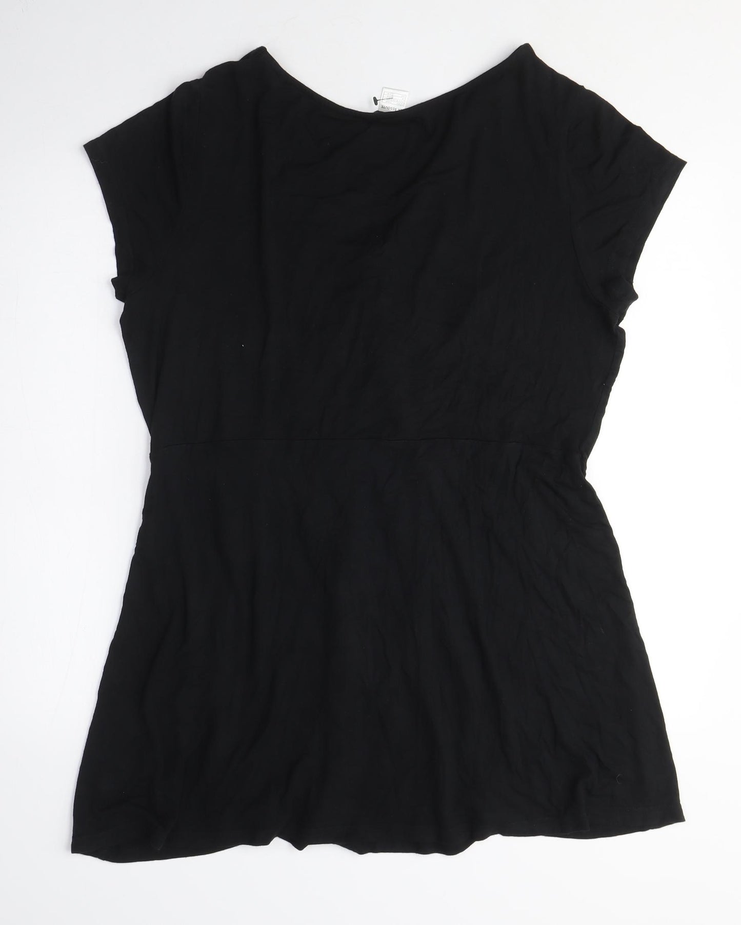 La Redoute Womens Black Cotton Basic Blouse Size 18 V-Neck - Bead Detail