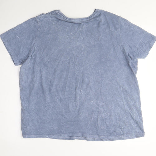 NEXT Womens Blue Cotton Basic T-Shirt Size 18 Crew Neck - Monaco, Washed out look