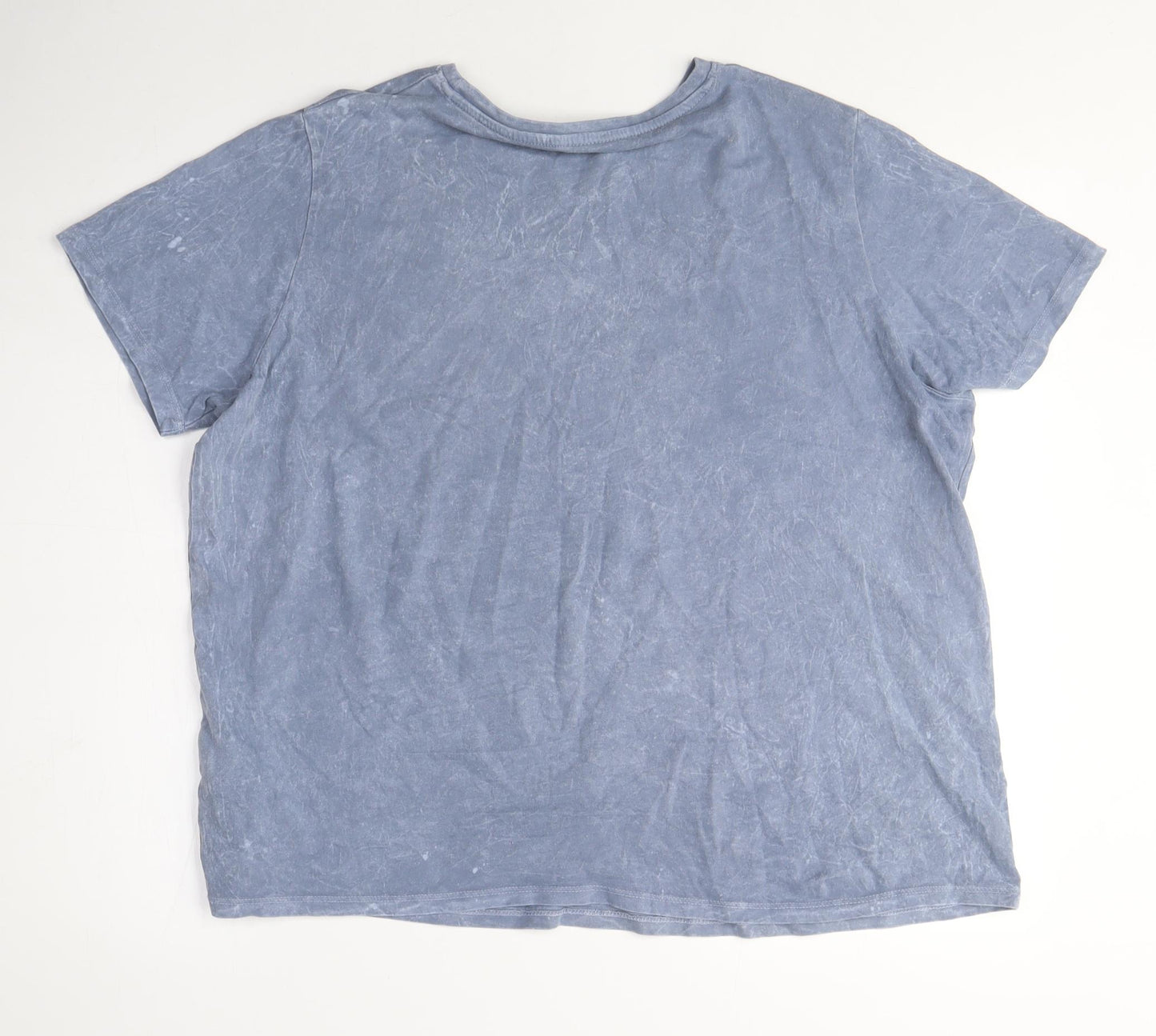 NEXT Womens Blue Cotton Basic T-Shirt Size 18 Crew Neck - Monaco, Washed out look