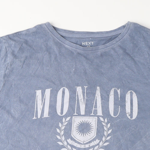 NEXT Womens Blue Cotton Basic T-Shirt Size 18 Crew Neck - Monaco, Washed out look