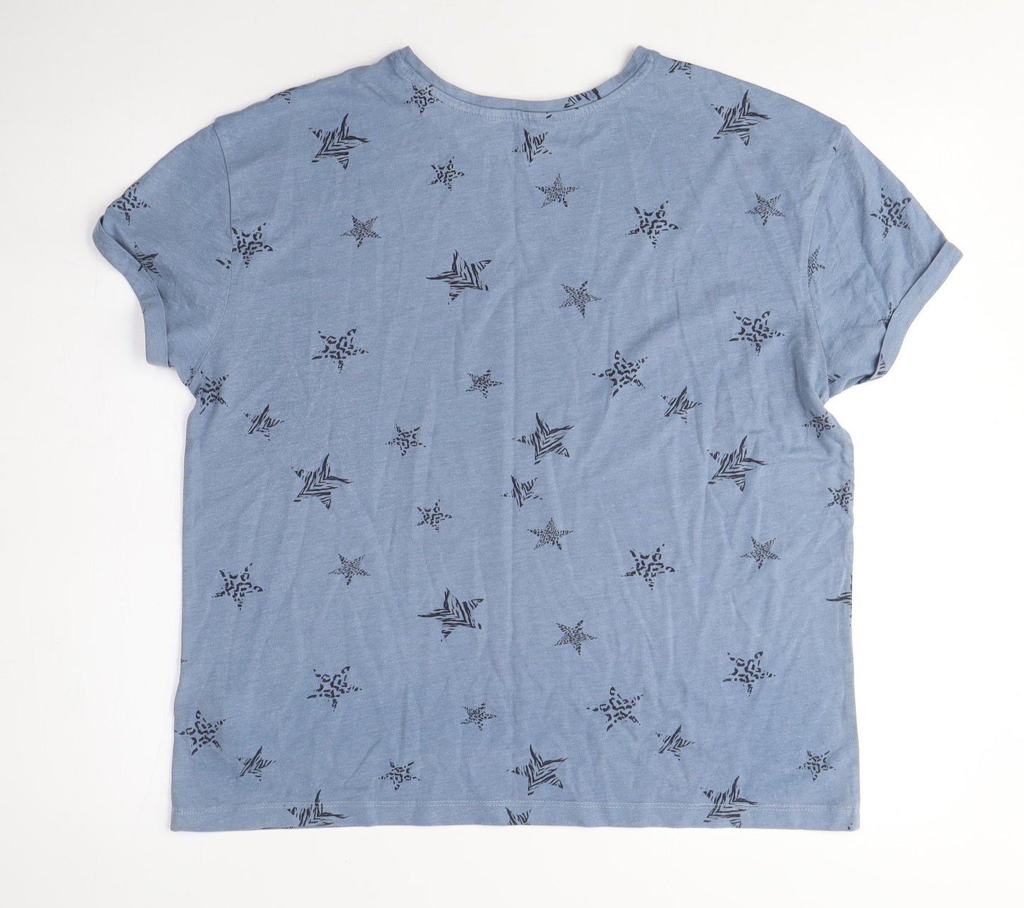 Marks and Spencer Womens Blue Geometric Cotton Top Pyjama Top Size M - Stars