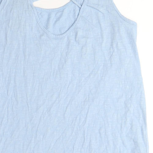 New Look Womens Blue Cotton Basic Tank Size 12 Scoop Neck - Cross-over Back