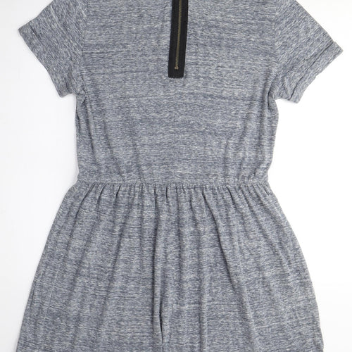 Glamorous Womens Grey Viscose T-Shirt Dress Size 14 Crew Neck Zip