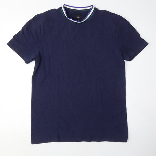 River Island Mens Blue Cotton T-Shirt Size M Crew Neck