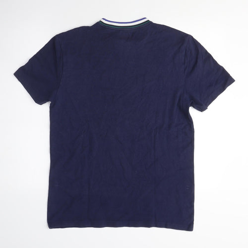 River Island Mens Blue Cotton T-Shirt Size M Crew Neck