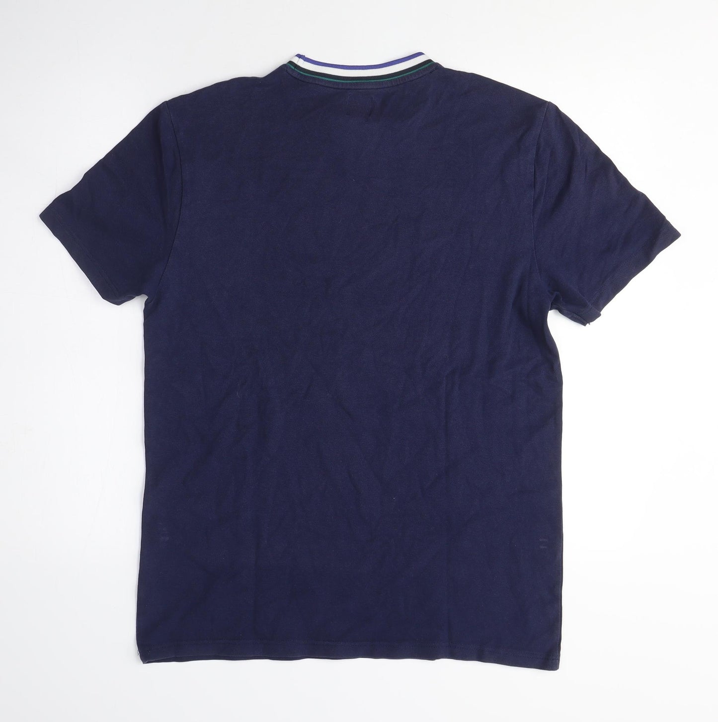 River Island Mens Blue Cotton T-Shirt Size M Crew Neck