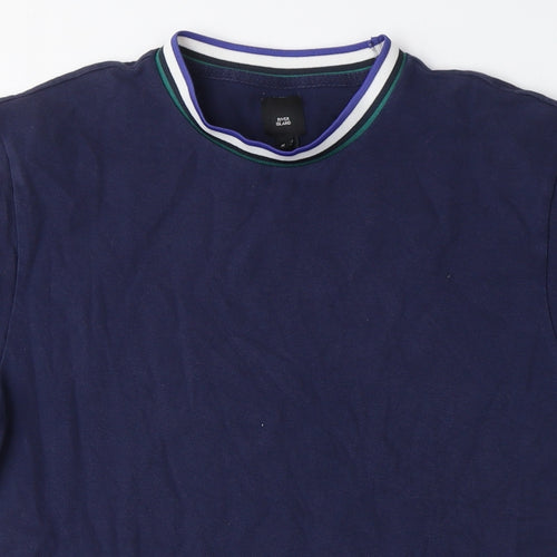 River Island Mens Blue Cotton T-Shirt Size M Crew Neck