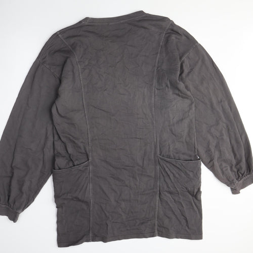 I SAW IT FIRST Womens Grey Cotton Jumper Dress Size M Crew Neck - Hoodie Dress, Pockets