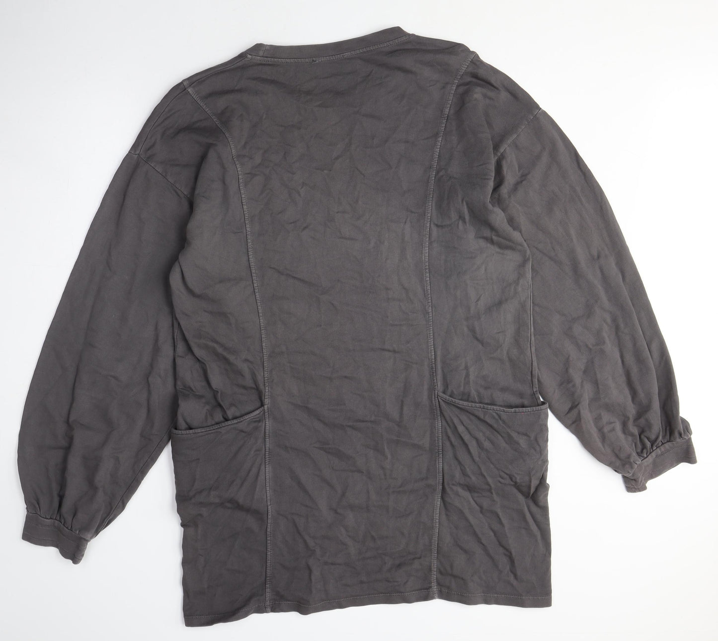 I SAW IT FIRST Womens Grey Cotton Jumper Dress Size M Crew Neck - Hoodie Dress, Pockets